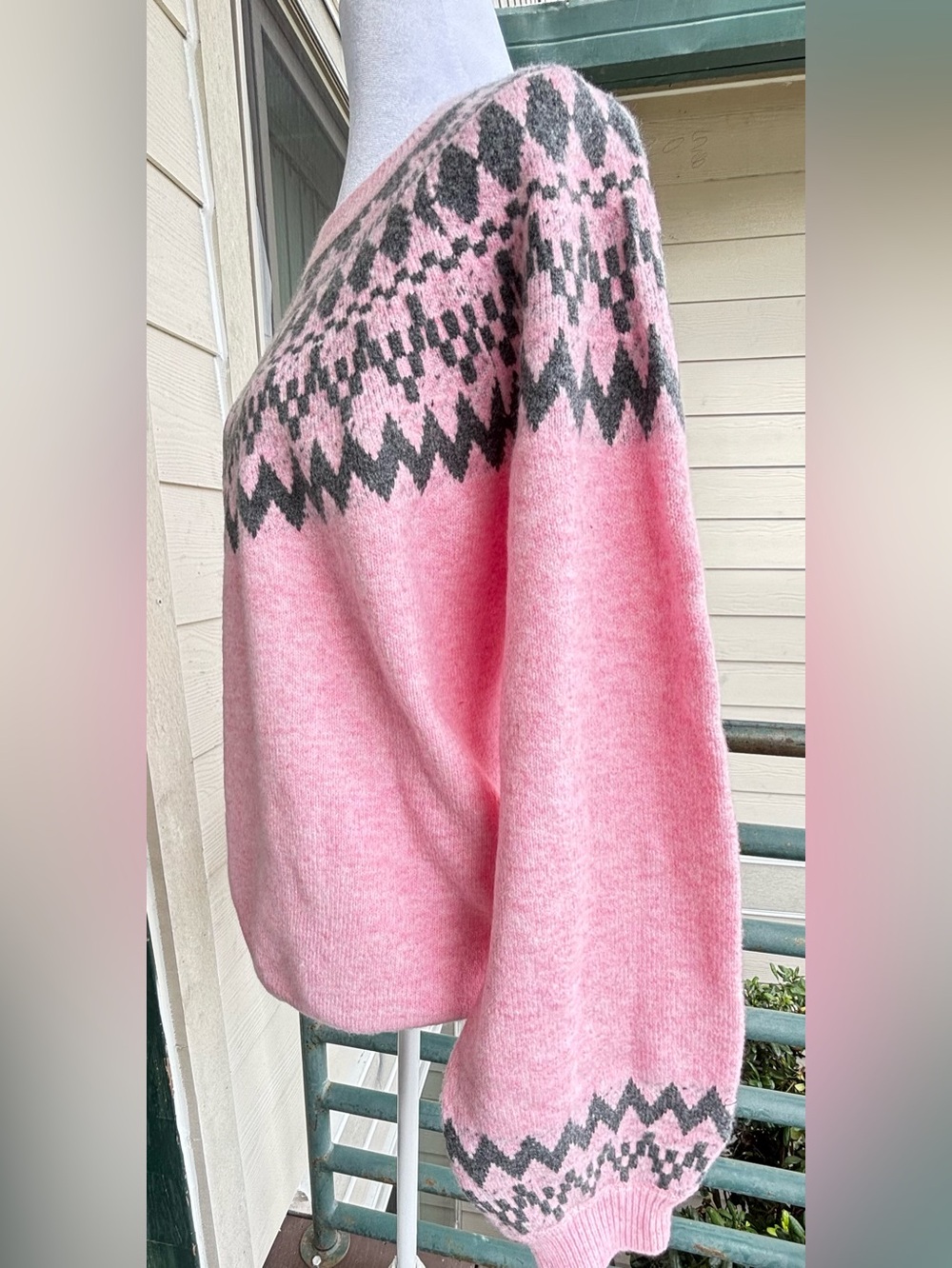 Soft Pink Fair Isle Crewneck Sweater-New with tags